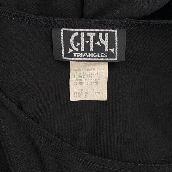 90s Romantic Goth Black Asymmetric One Shoulder Cinched Prom Formal Dress M - Picture 7 of 8